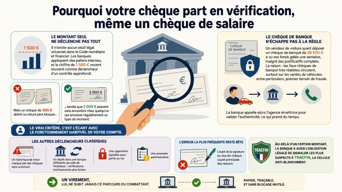 Pourquoi votre chèque part en vérification, même un chèque de salaire