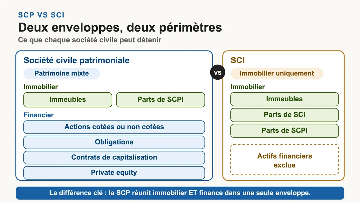 Bâtiment moderne symbolisant la gestion d'actifs financiers et immobiliers diversifiés